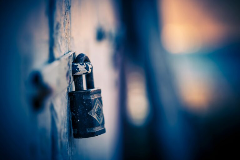 Padlock on Door Blue